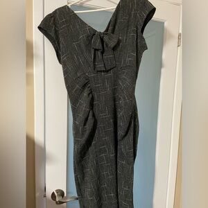 Stop Staring Charcoal Gray Tie-Front Midi Dress